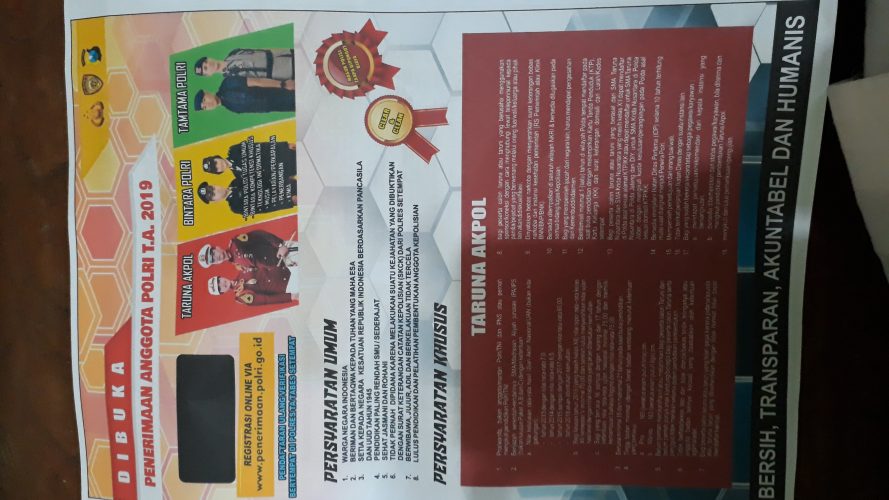 LOWONGAN PEKERJAAN & PENERIMAAN ANGGOTA POLRI TA 2019